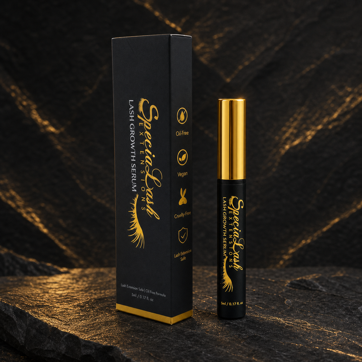 SpeciaLash augnháraserum 5 ml á svörtum hraungrunni